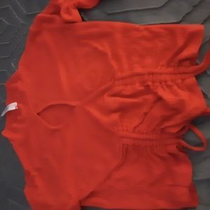 Red cropped top